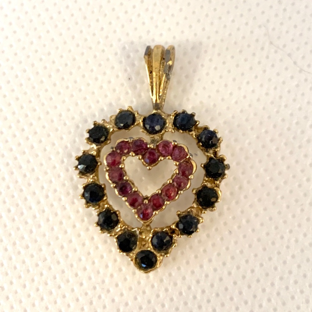 Sapphire and ruby heart pendant